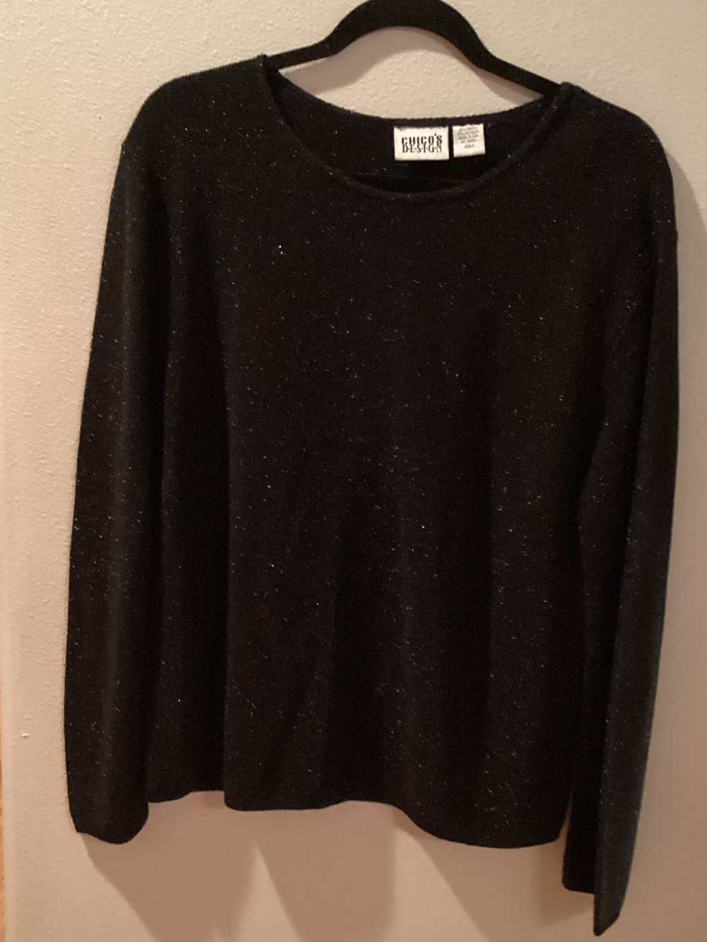 Chico's Black Sparkle Crewneck Sweater